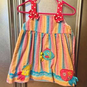 Cute colorful dress with fishes and matching bottoms